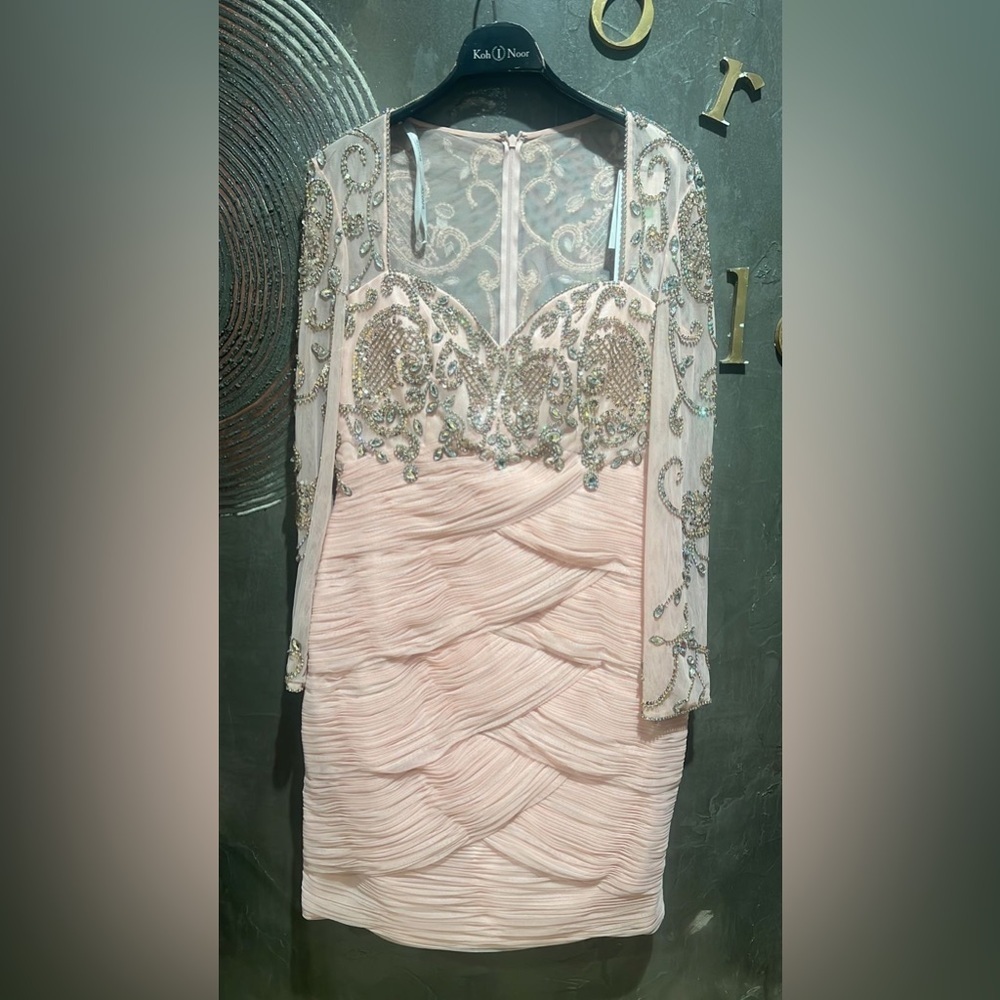 NWT Jovani Light Pink Embellished Long Sleeve Dress size 16 - Picture 2 of 12